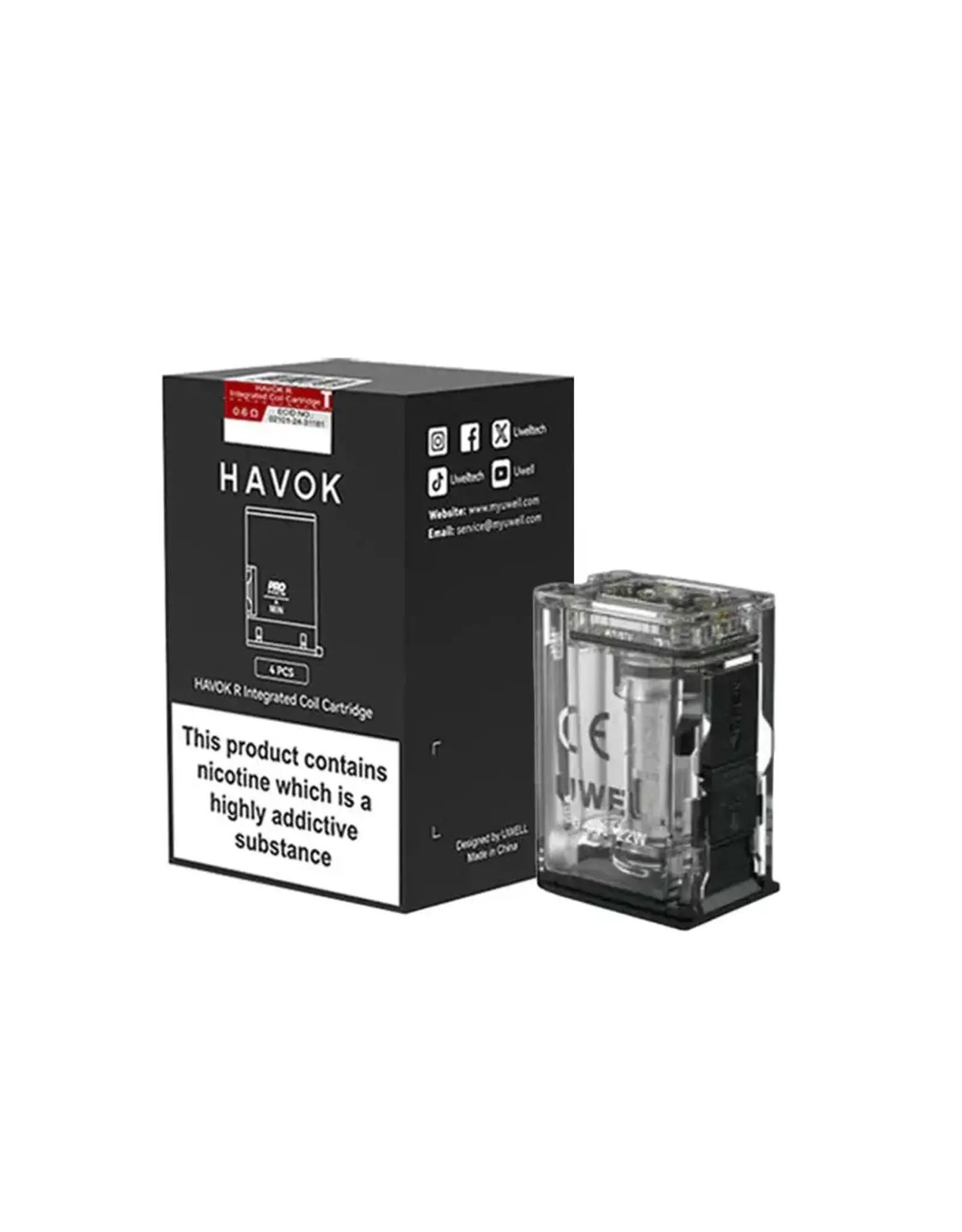 Uwell Uwell Havok R Replacement Pods (4/Pk) (2mL) 0.6 ohm