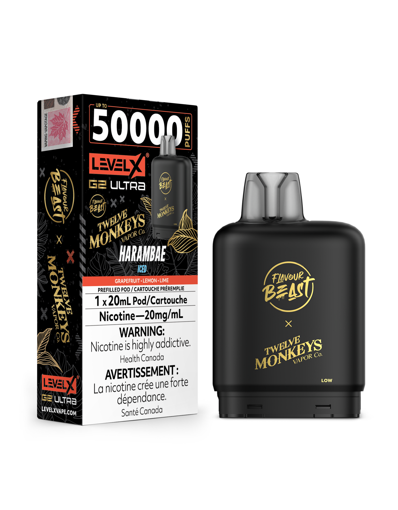 Flavour Beast Level X G2 Ultra | Flavour Beast 50K Pod | Twelve Monkeys (20mL)