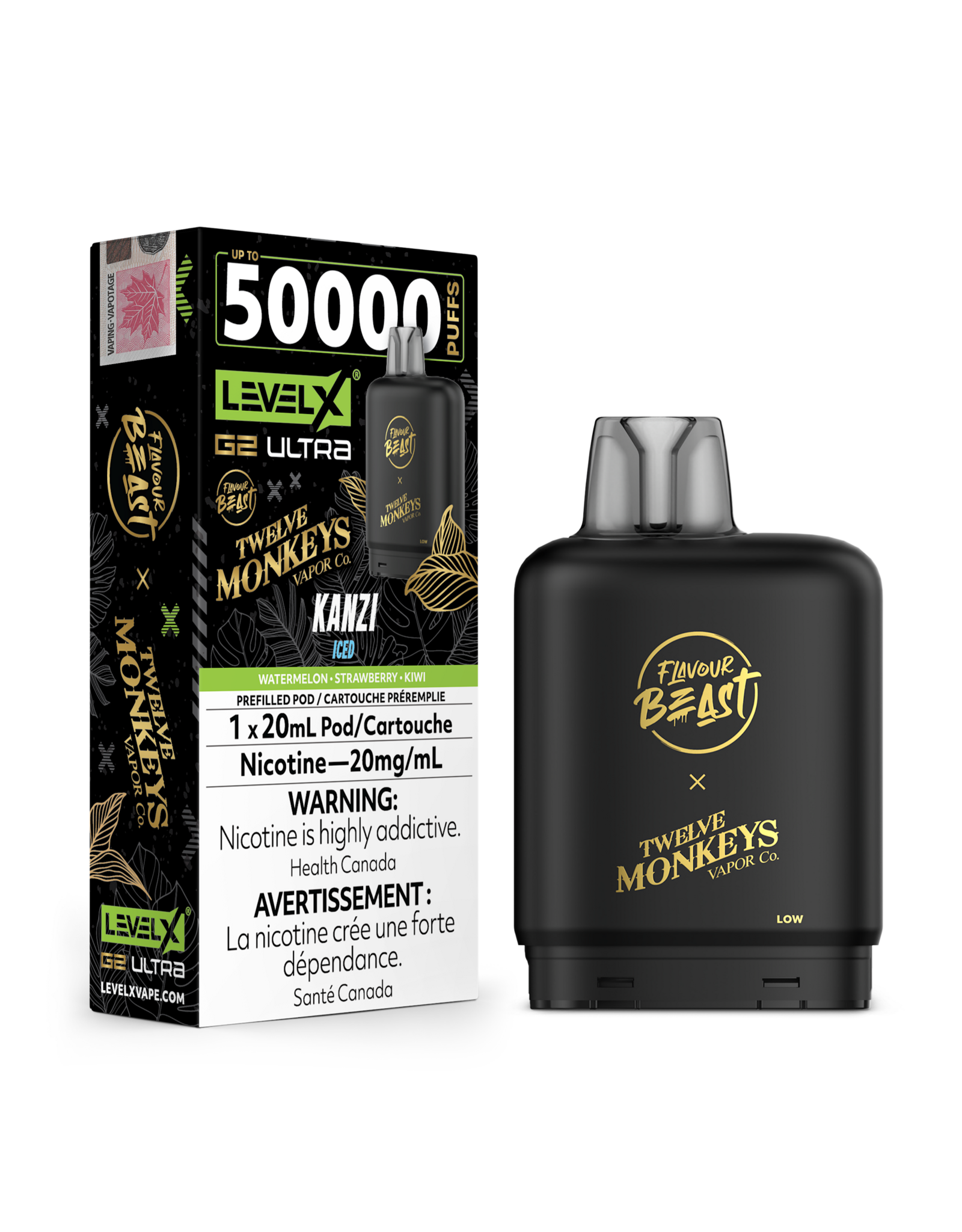 Flavour Beast Level X G2 Ultra | Flavour Beast 50K Pod | Twelve Monkeys (20mL)