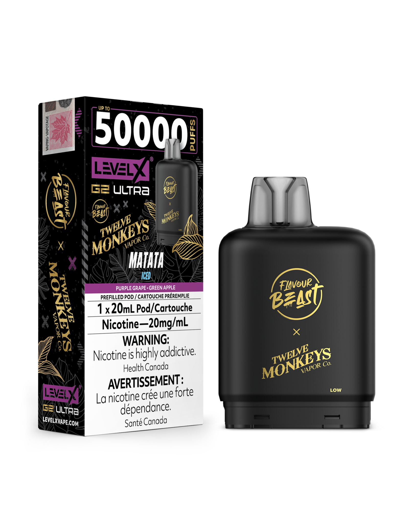 Flavour Beast Level X G2 Ultra | Flavour Beast 50K Pod | Twelve Monkeys (20mL)