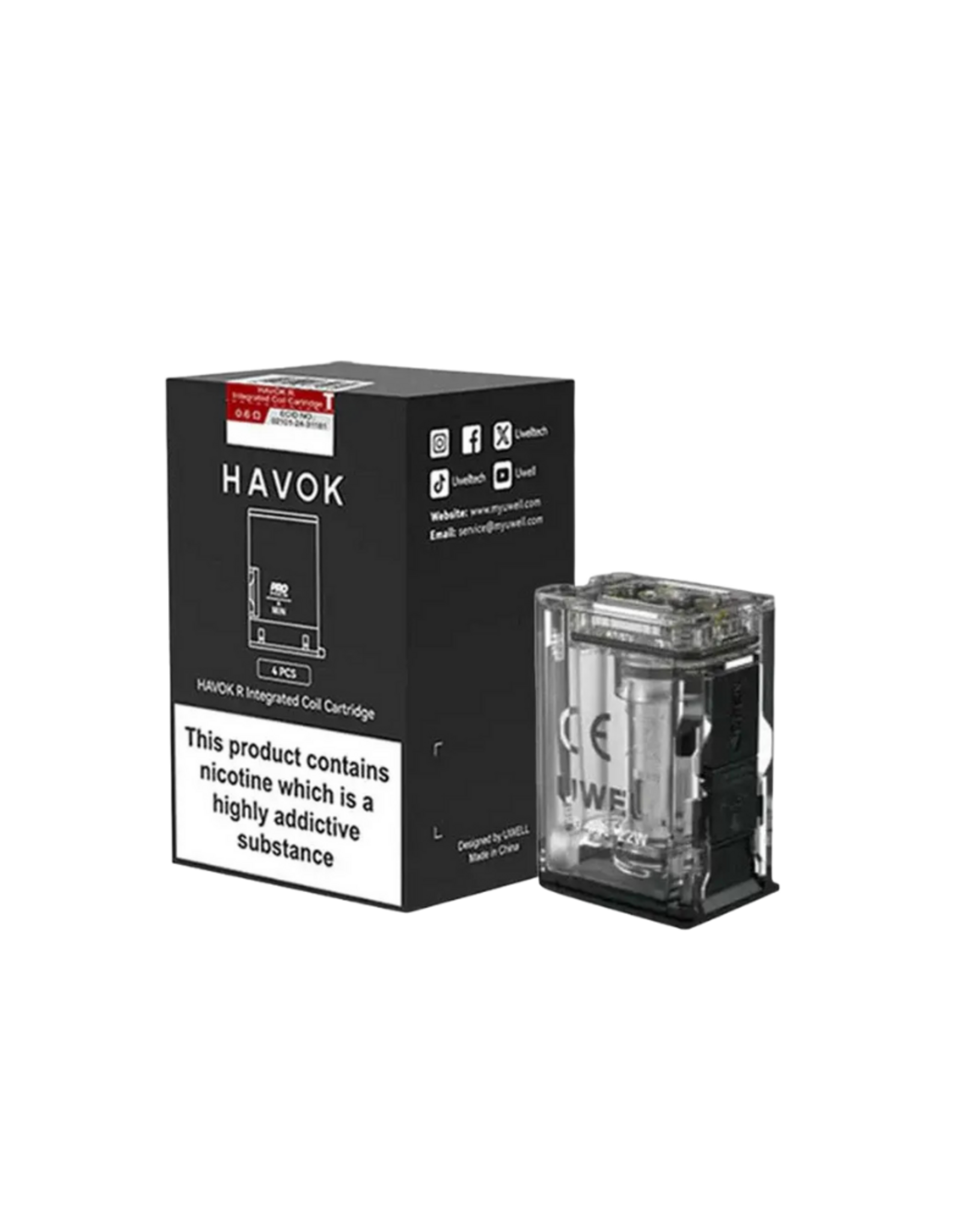 Uwell Uwell Havok R Replacement Pods (4/Pk) (2mL) 0.6 ohm