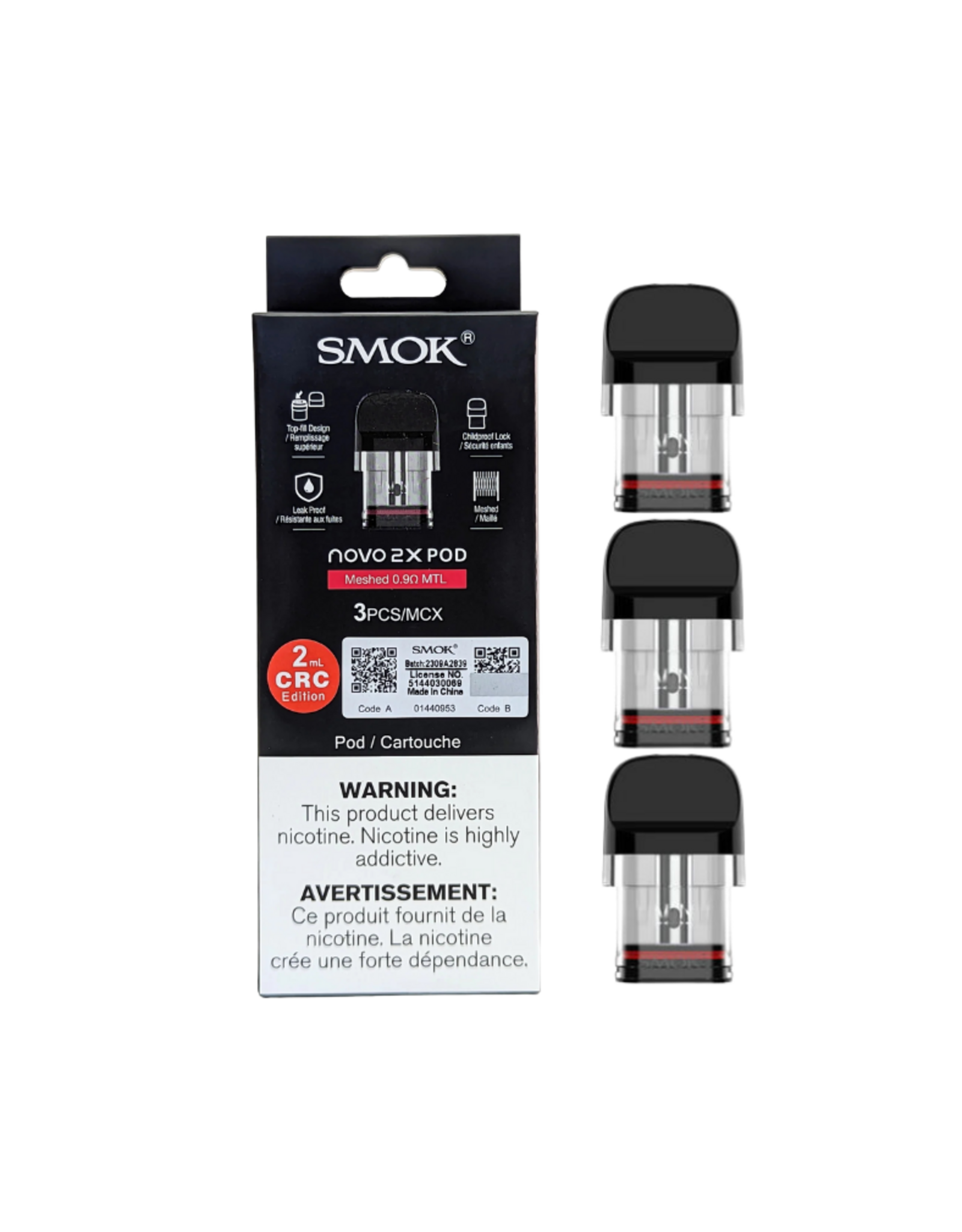 Smok Smok Novo 2X Replacement Pods (3/Pk) (2mL) 0.8 ohm Mesh