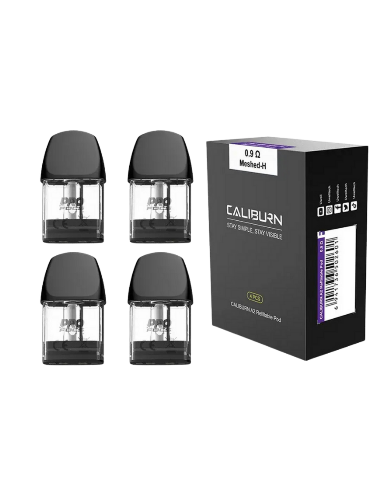 Uwell Uwell Caliburn A2 Replacement Pods (4/Pk) (1.8mL) 0.9 ohm Mesh