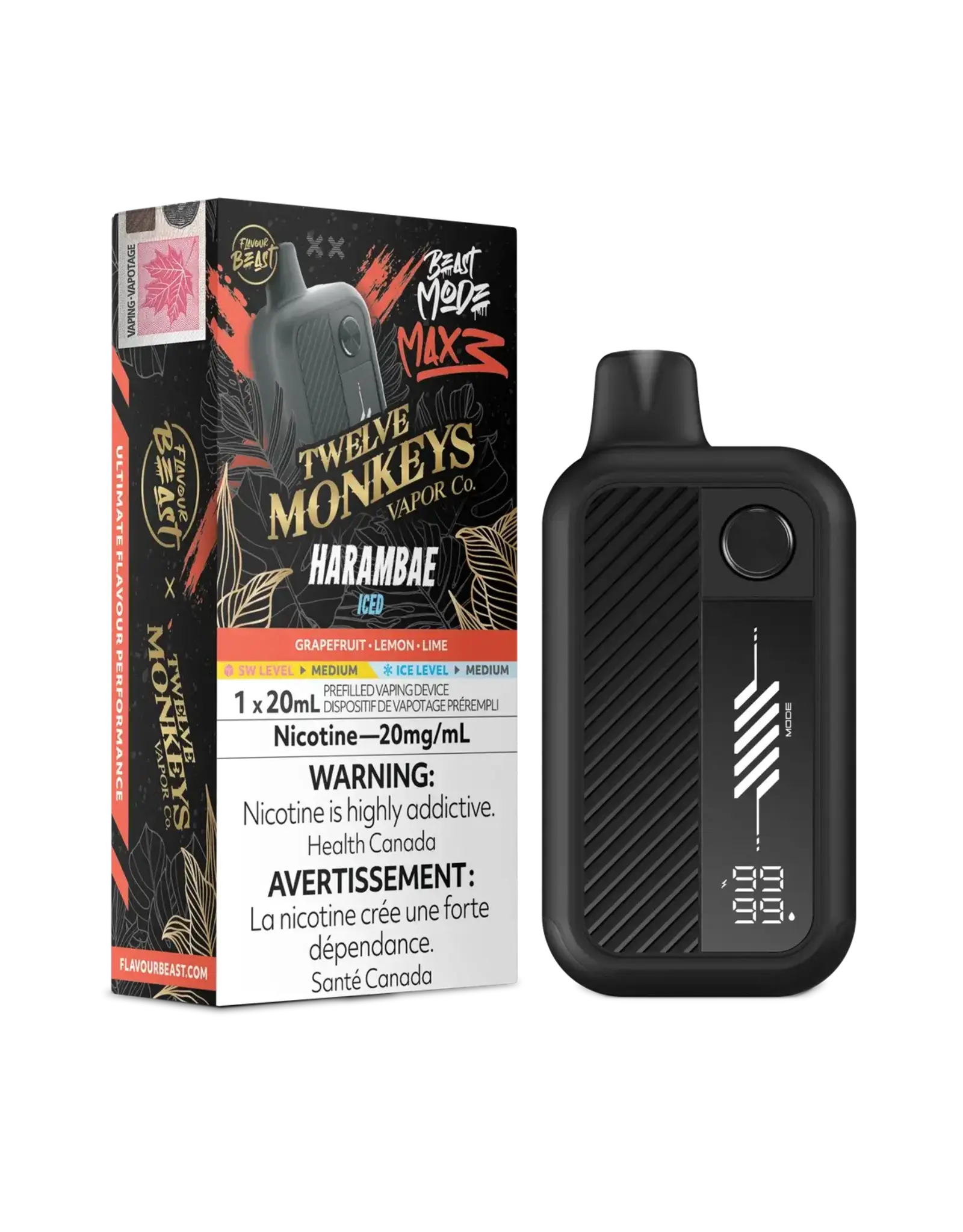 Flavour Beast Flavour Beast | Beast Mode Max 3 | 60K Disposable Device | Twelve Monkeys (20mL)