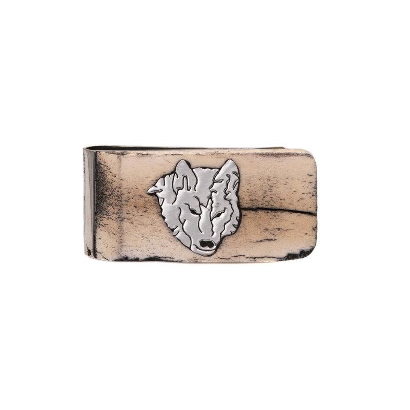 Antler Money Clip - Wolf Head