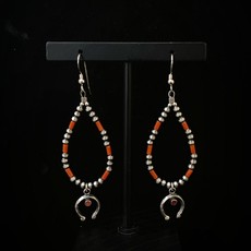 Red coral navajo earrings