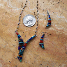 Set: Curvy Cobbled Inlay Necklace/Earring