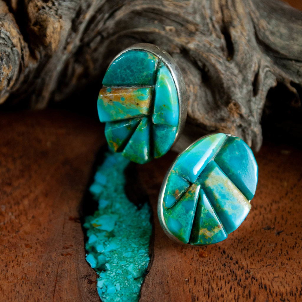 Cobble Inlay Chrysophase Earrings