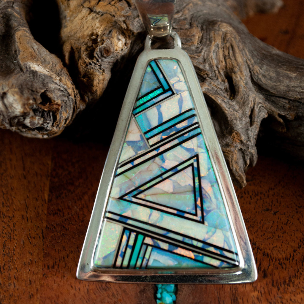 Triangular Cultured Opal Pendant