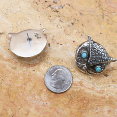 Federico Owl Face Earrings with Turquoise Eyes