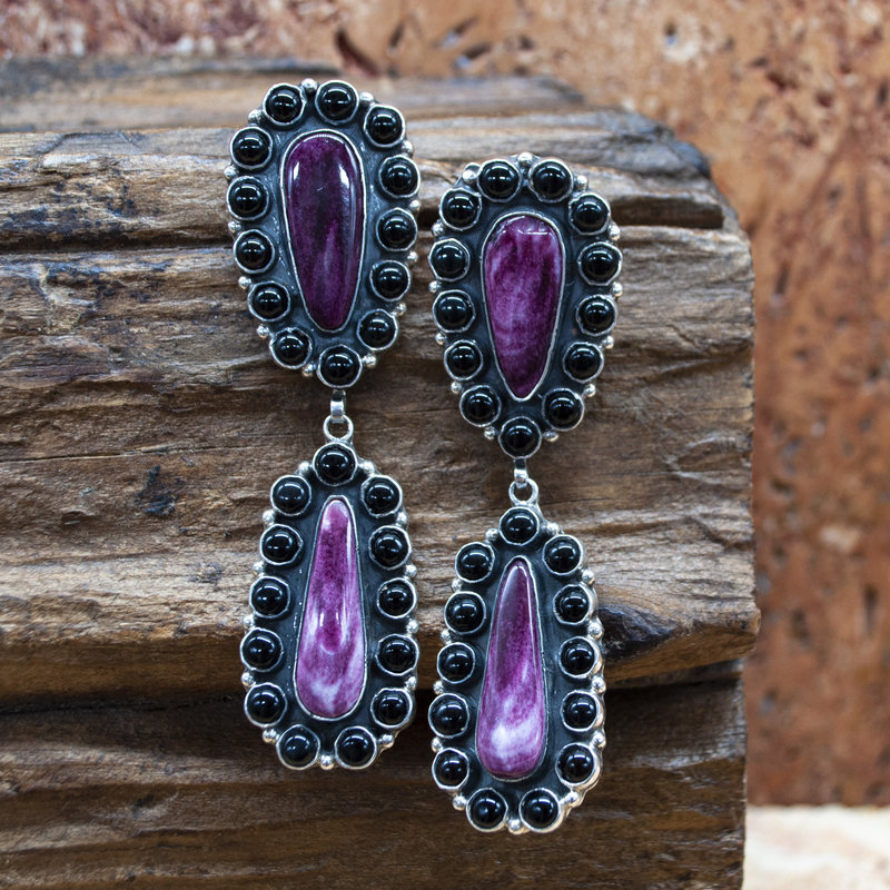 Purple Spiny Oyster Onyx Earrings
