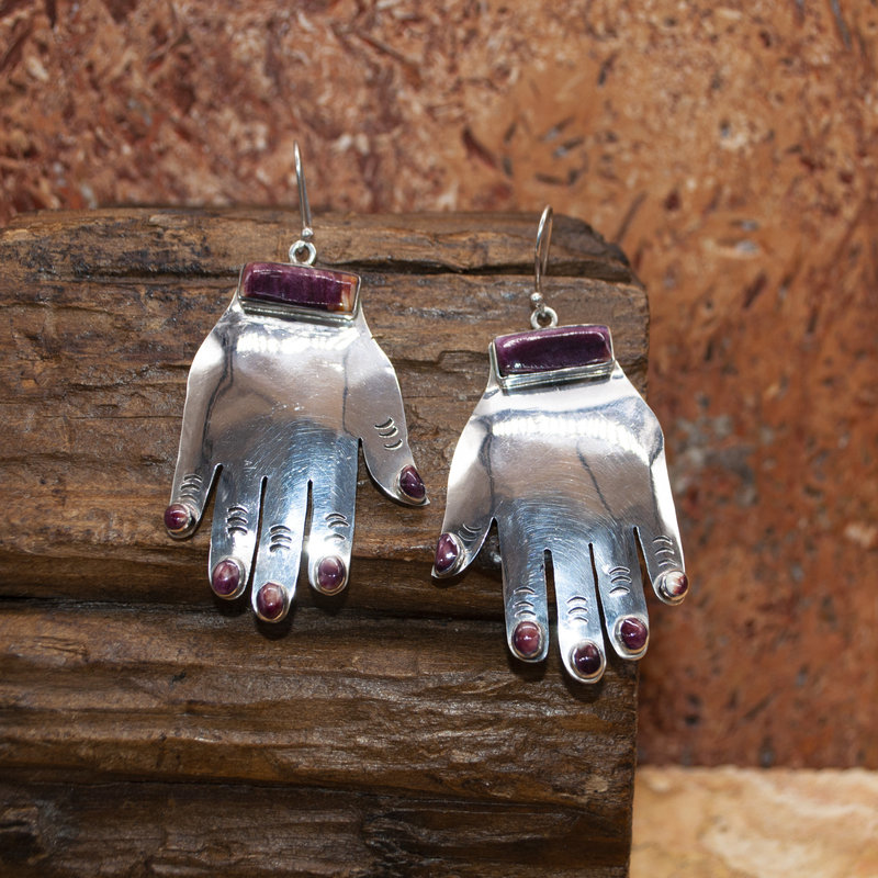 Federico Purple Spiny Hand Earrings