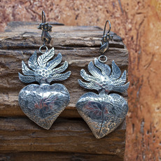 Silver Heart/Hand Hook Earrings
