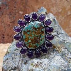 Federico Adjustable Amethyst Turquoise Ring