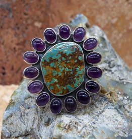 Federico Adjustable Amethyst Turquoise Ring