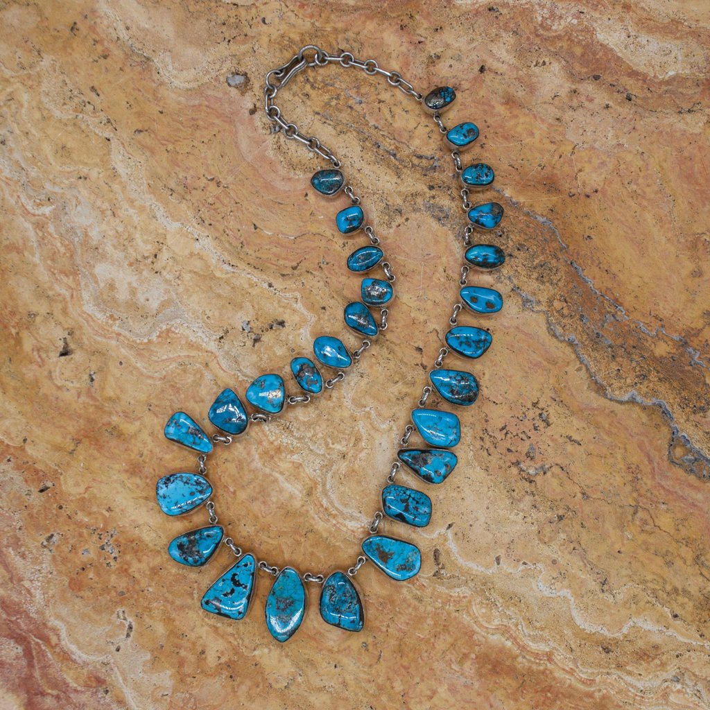 Federico 27 Stone Turquoise Necklace 24"