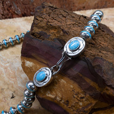Federico 30" Sterling Silver Beads with Turquoise Inlay