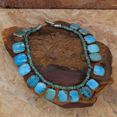 Federico JK4 Turquoise Necklace 14 1/2" Long 18 Stones