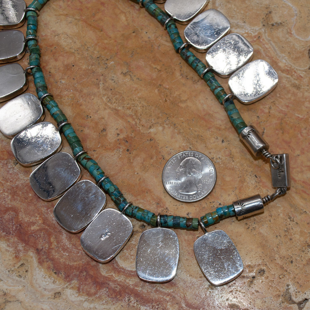 Federico JK4 Turquoise Necklace 14 1/2" Long 18 Stones