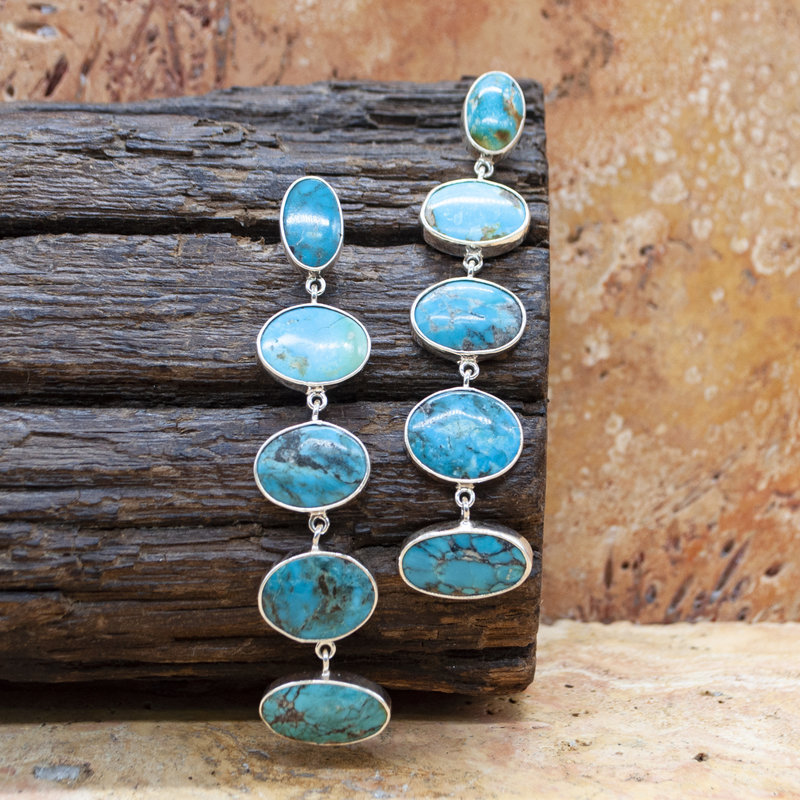 Federico Five Stone Turquoise Drop Earrings