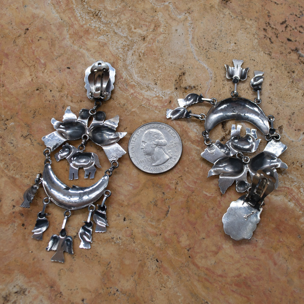 Federico Bird and Horse Silver Clip-On Earrings