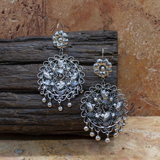 Federico Bird and Flower Frida Kahlo Silver Hook Earrings