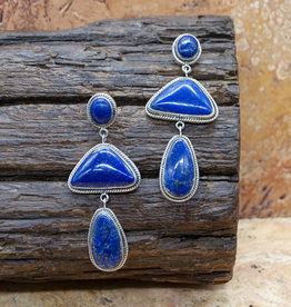 Federico 3 Stone Lapis Lazuli Earrings