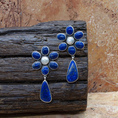 Federico Lapis Lazuli with Mother of Pearl Flower Post Earrings