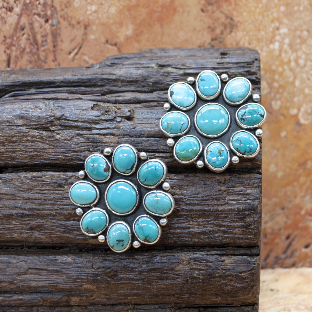 Federico Turquoise  Flower Post Earrings