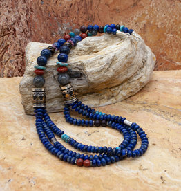 RUNNING BEAR Mary Singer Multi-Strand Beaded Necklace Lapis