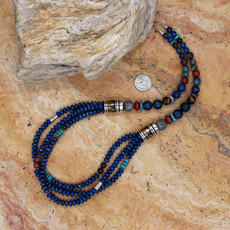 RUNNING BEAR Mary Singer Multi-Strand Beaded Necklace Lapis-31"