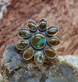 Federico Turquoise Flower Ring - adj.