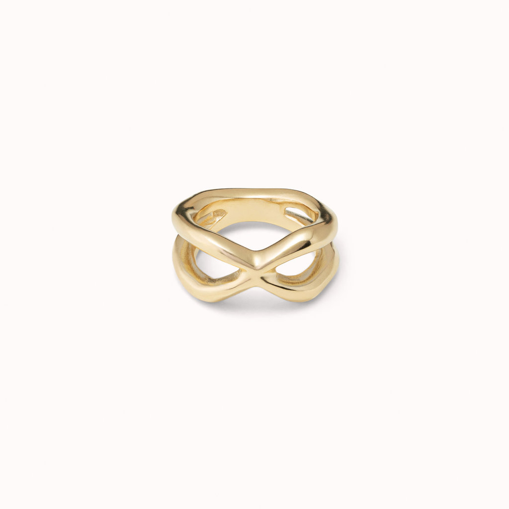 uno de 50 Gold Crossed Ring