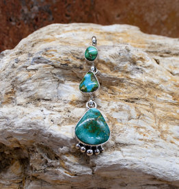 SUNWEST SILVER 3 Stone Sonoran Turquoise Pendant