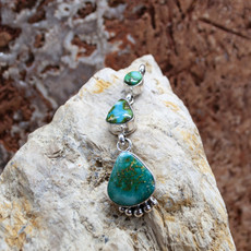 SUNWEST SILVER 3 Stone Sonoran Turquoise Pendant