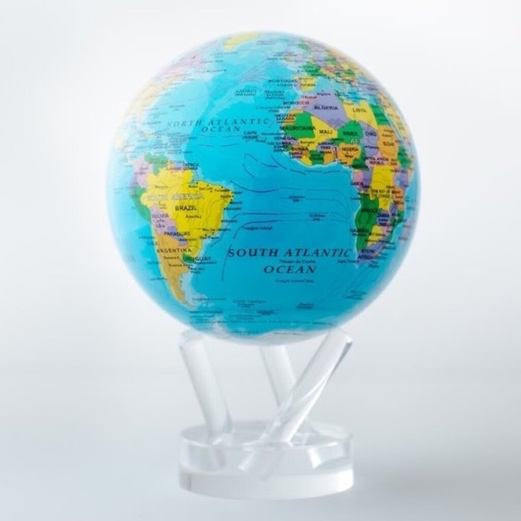 6" Globe Political Map Blue