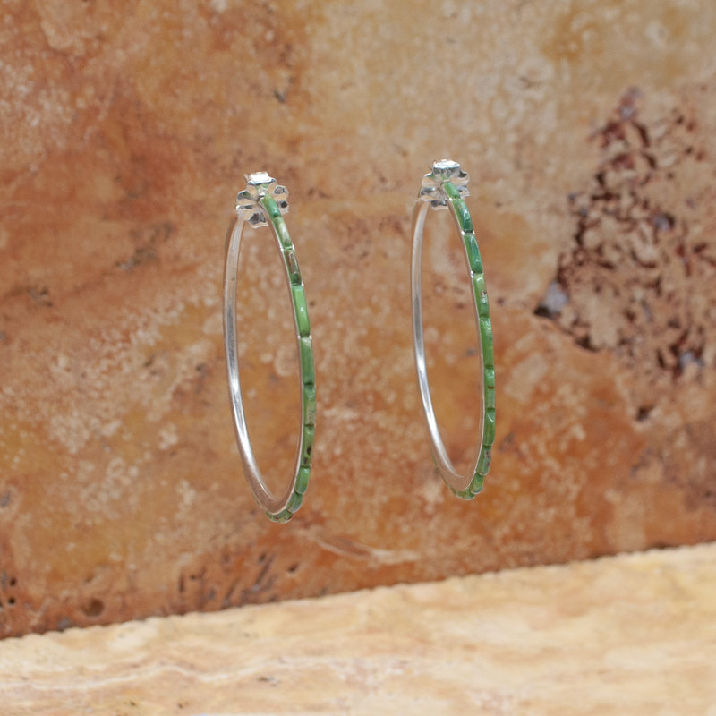 Federico Large Green Turquoise Hoops 2"