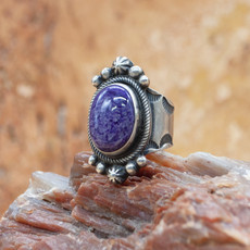 Round Sugilite and Silver Ring size 7