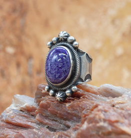 Round Sugilite and Silver Ring size 7