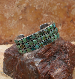 Federico 3 Row Green Turquoise Cuff