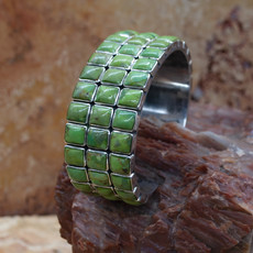 Federico 3 Row Lime Green Turquoise Cuff