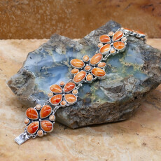 Orange Spiny Flower Link Bracelet