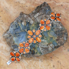 Orange Spiny Flower Link Bracelet