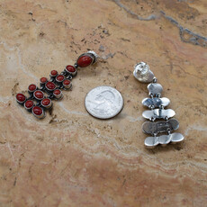 Red Coral Six Tiered Chandelier Earrings