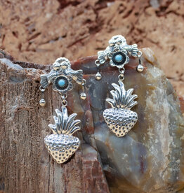 Bird/Strawberry Turquoise Earrings