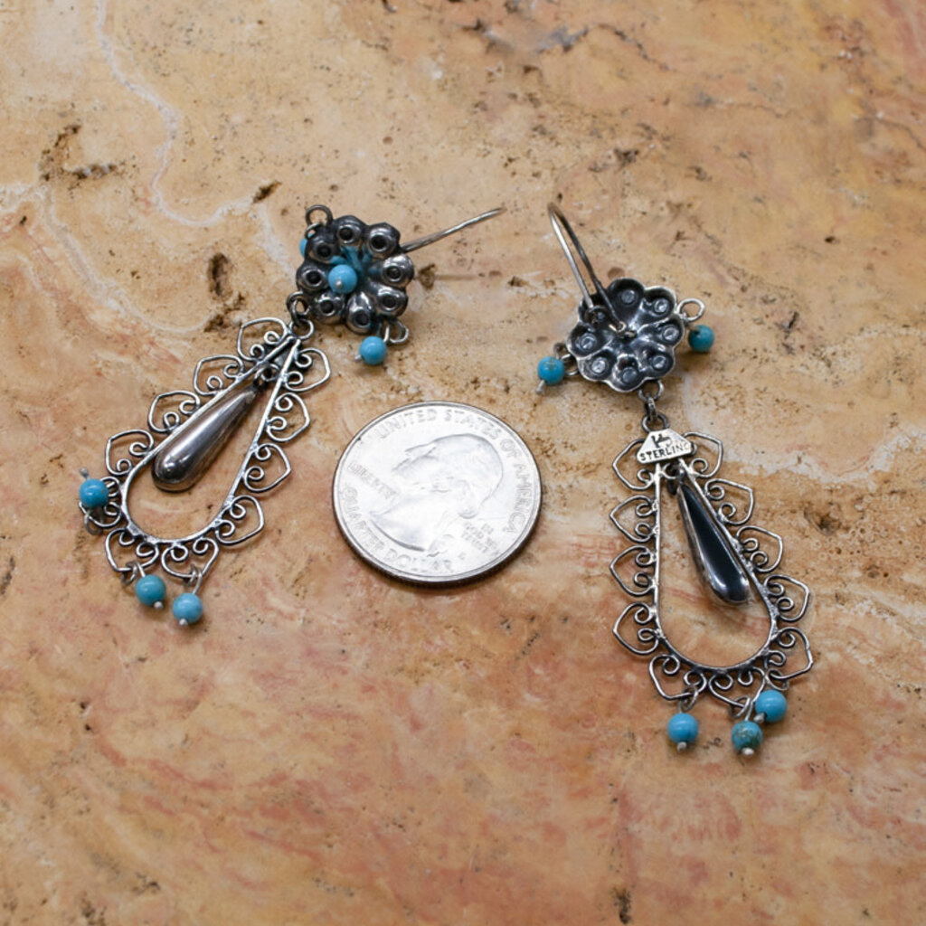 Frida Kahlo Turquoise Beads French Hook Earrings