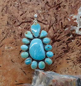 14 Stone Turquoise Pendant