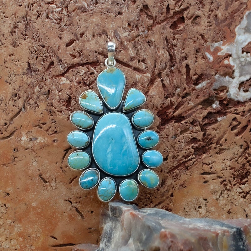14 Stone Turquoise Pendant