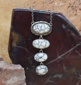 21" Four stone Magnesite (White Buffalo) Lariat Necklace