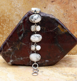 Magnesite (White Buffalo) 10  Stone Link Bracelet- 8"